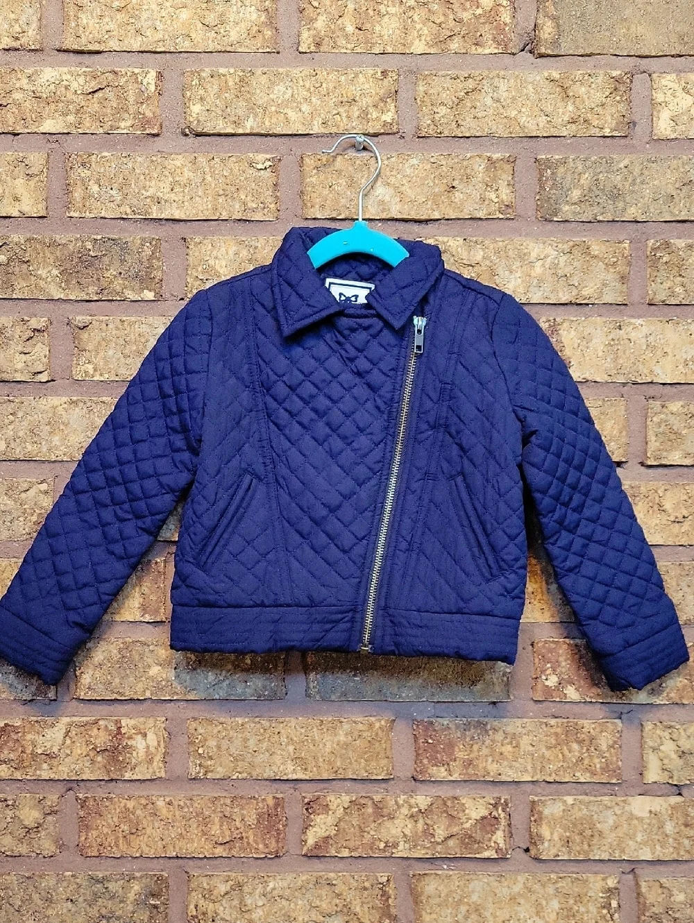 Gymboree Quilted Asymmetrical Zip Navy Jacket Size XS